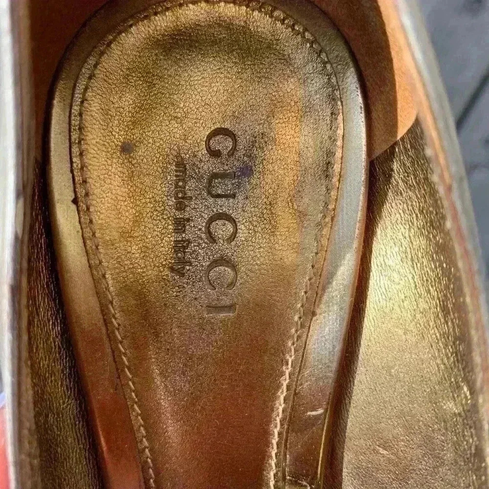 Gucci  metallic leather shoes with buckle - Picture 6 of 14